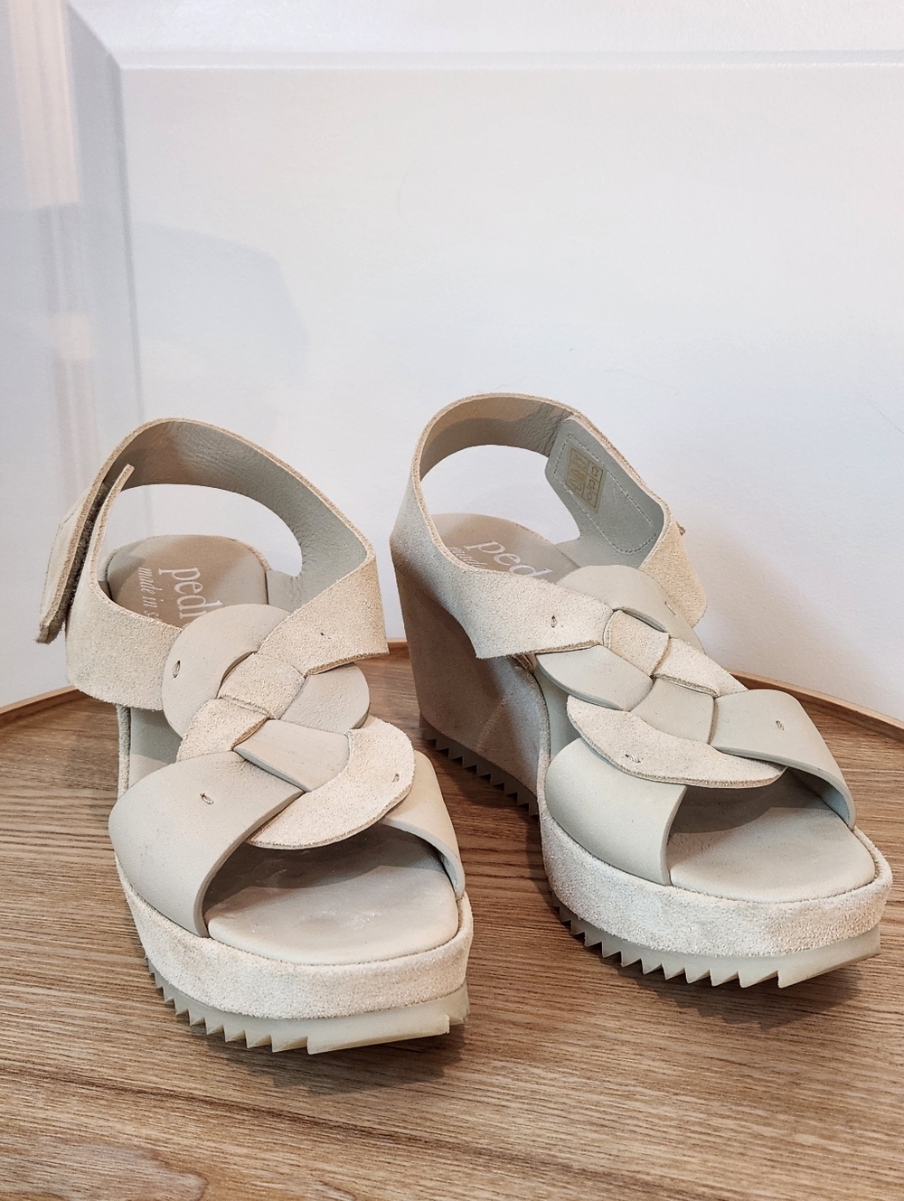 Pedro Garcia Women's Beige Wedge Sandals with Suede Finish New - Picture 12 of 12